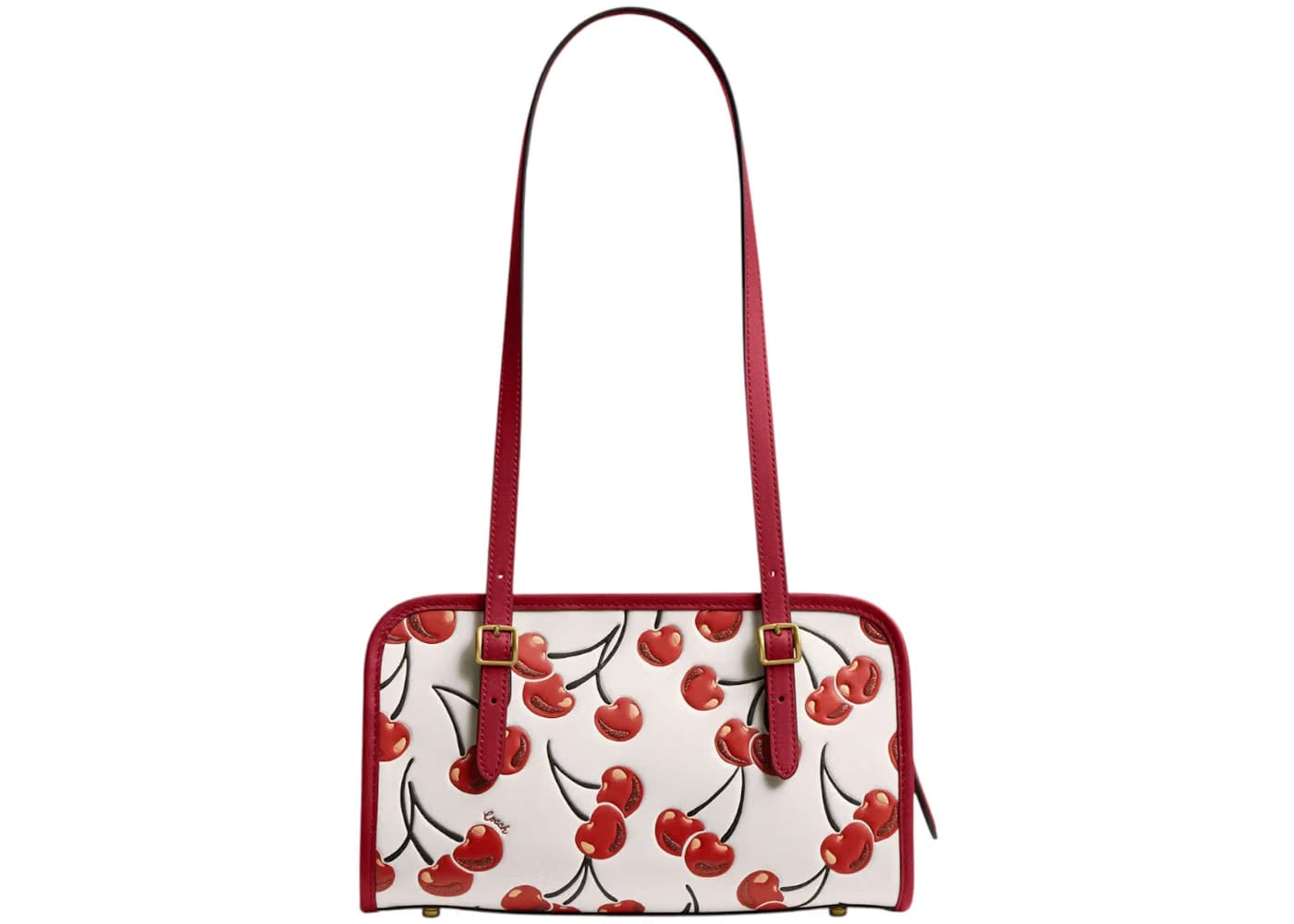 Coach Swing Zip Bag Cherry Print Brass/Chalk Multi