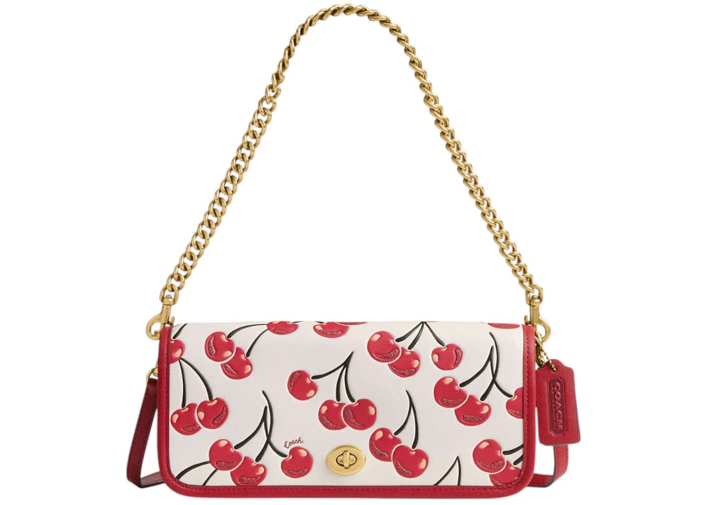 Coach Dinky Bag Cherry Print Brass/Chalk Multi