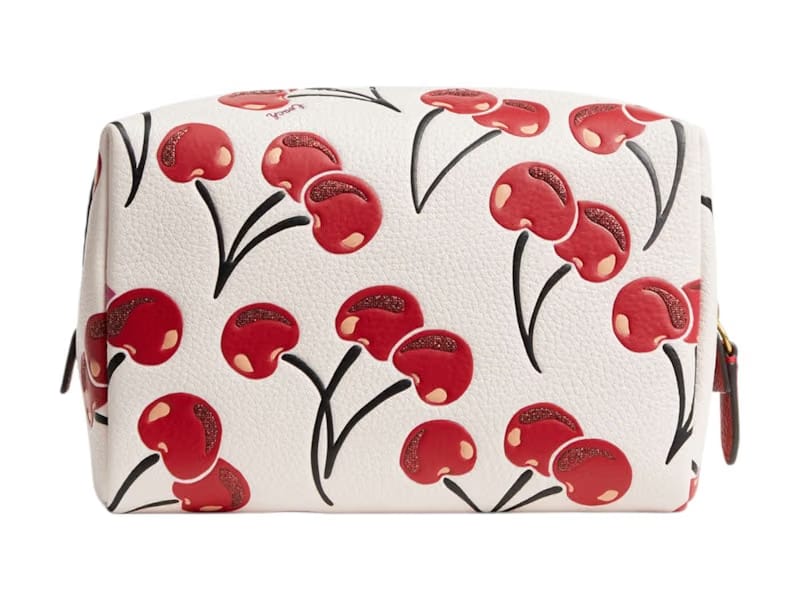 Coach Essential Cosmetic Pouch Cherry Print Brass/Chalk Multi