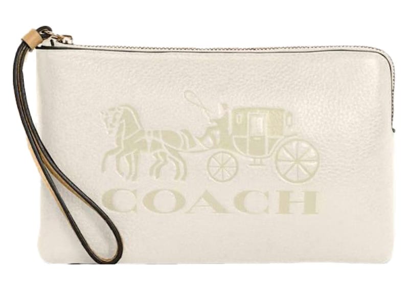 Coach Zip Wristlet Horse Carriage Vintage Vanilla Cream