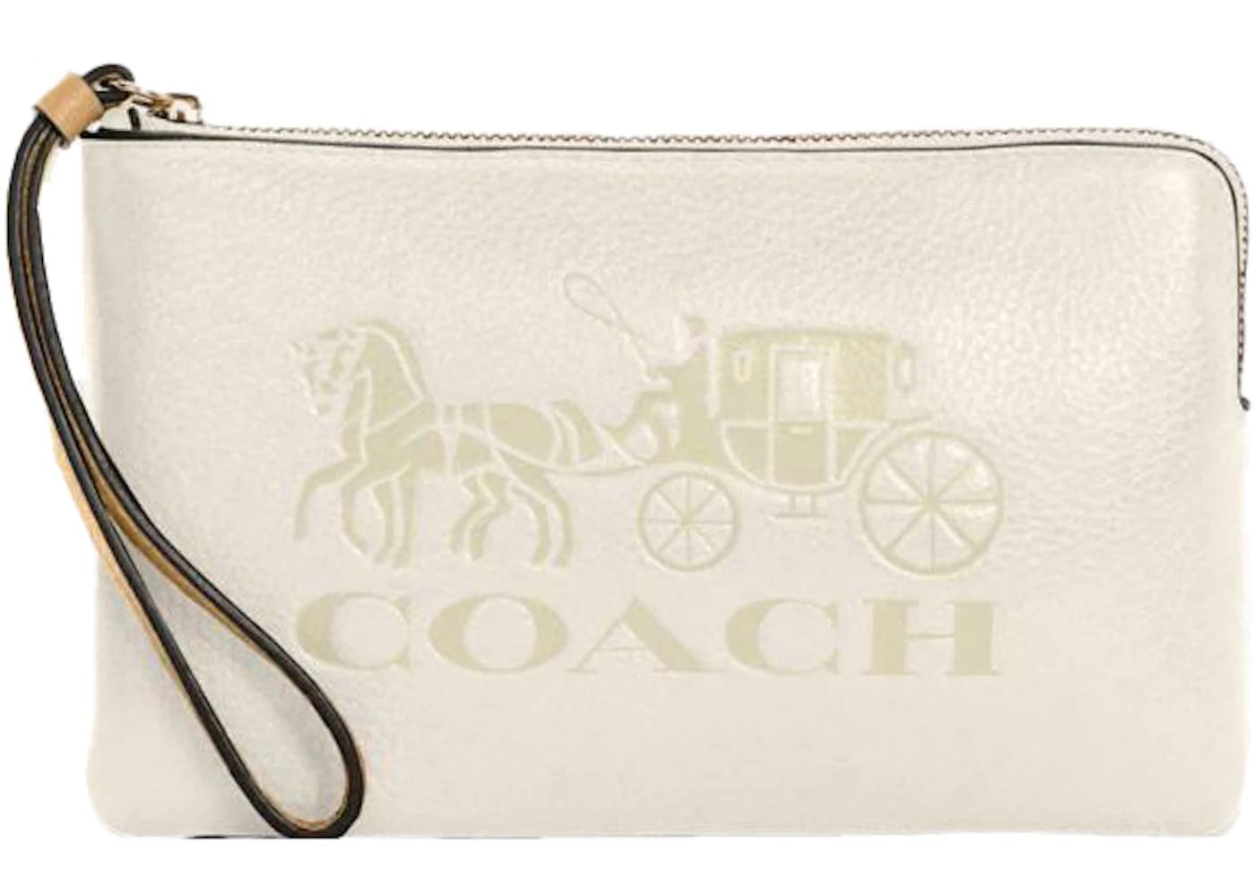 Coach Zip Wristlet Horse Carriage Vintage Vanilla Cream