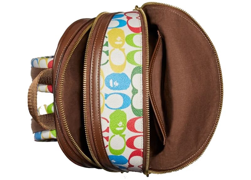Coach x Bape Academy Backpack 23 Signature Canvas With Ape Head Brass/Multi