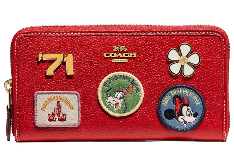 Coach x Disney Accordion Zip Wallet Electric Red