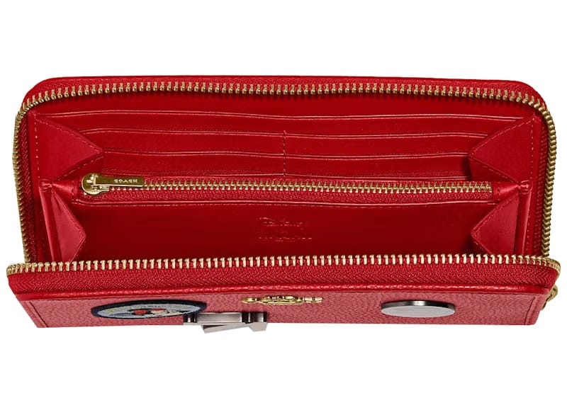 Coach x Disney Accordion Zip Wallet Electric Red
