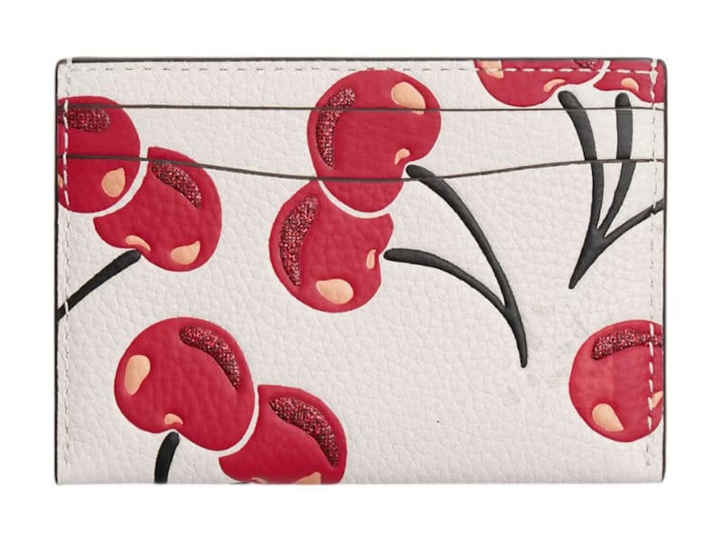 Coach Essential Card Case Cherry Print Brass/Chalk Multi