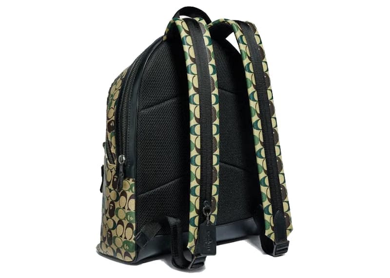 Coach x Bape Academy Backpack Signature Canvas With Ape Head Black Copper/Camo Multi