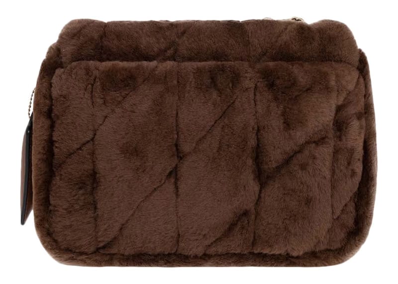 Coach Shoulder Bag in Shearling with Quilting Pillow Madison Brown