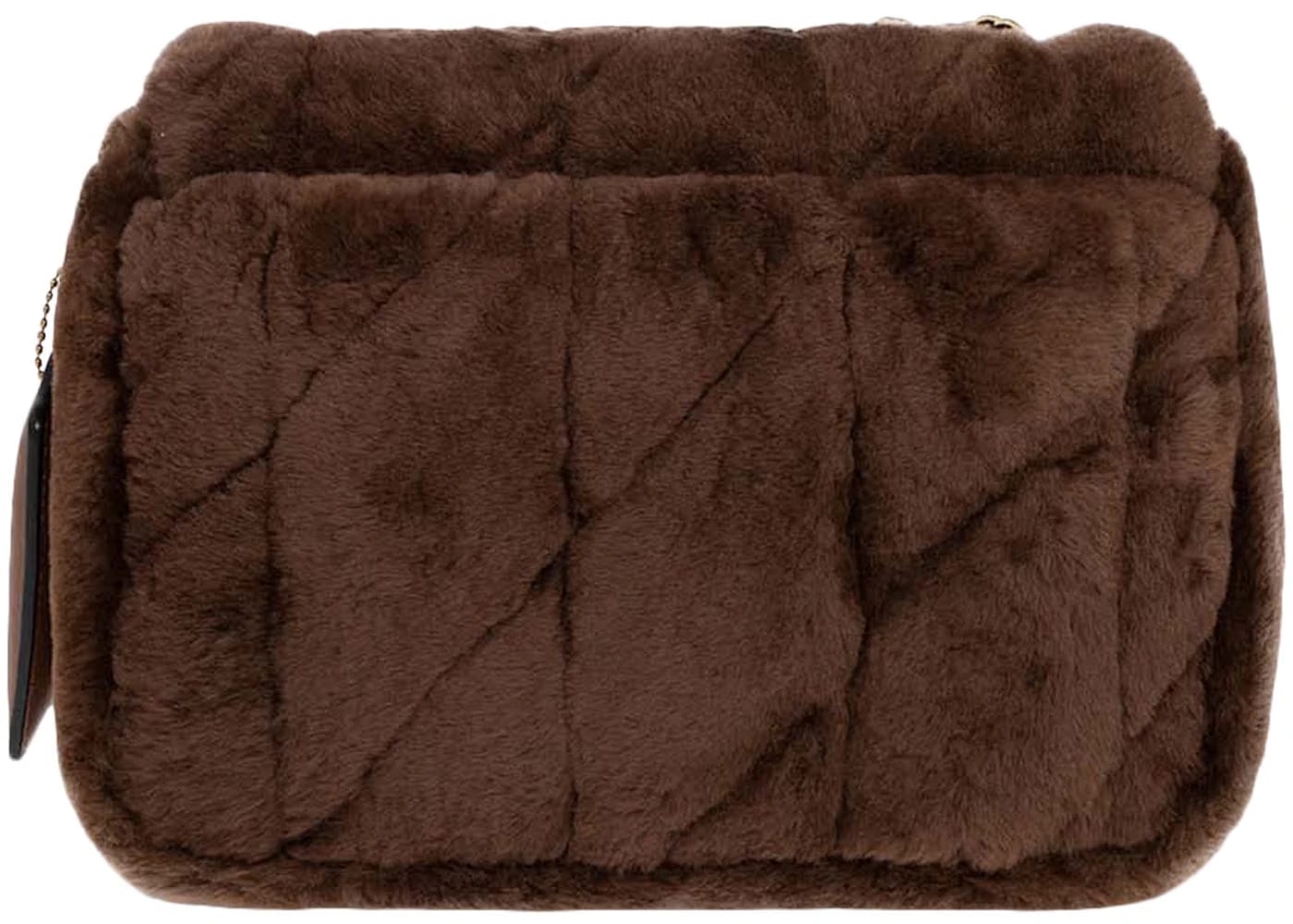Coach Shoulder Bag in Shearling with Quilting Pillow Madison Brown