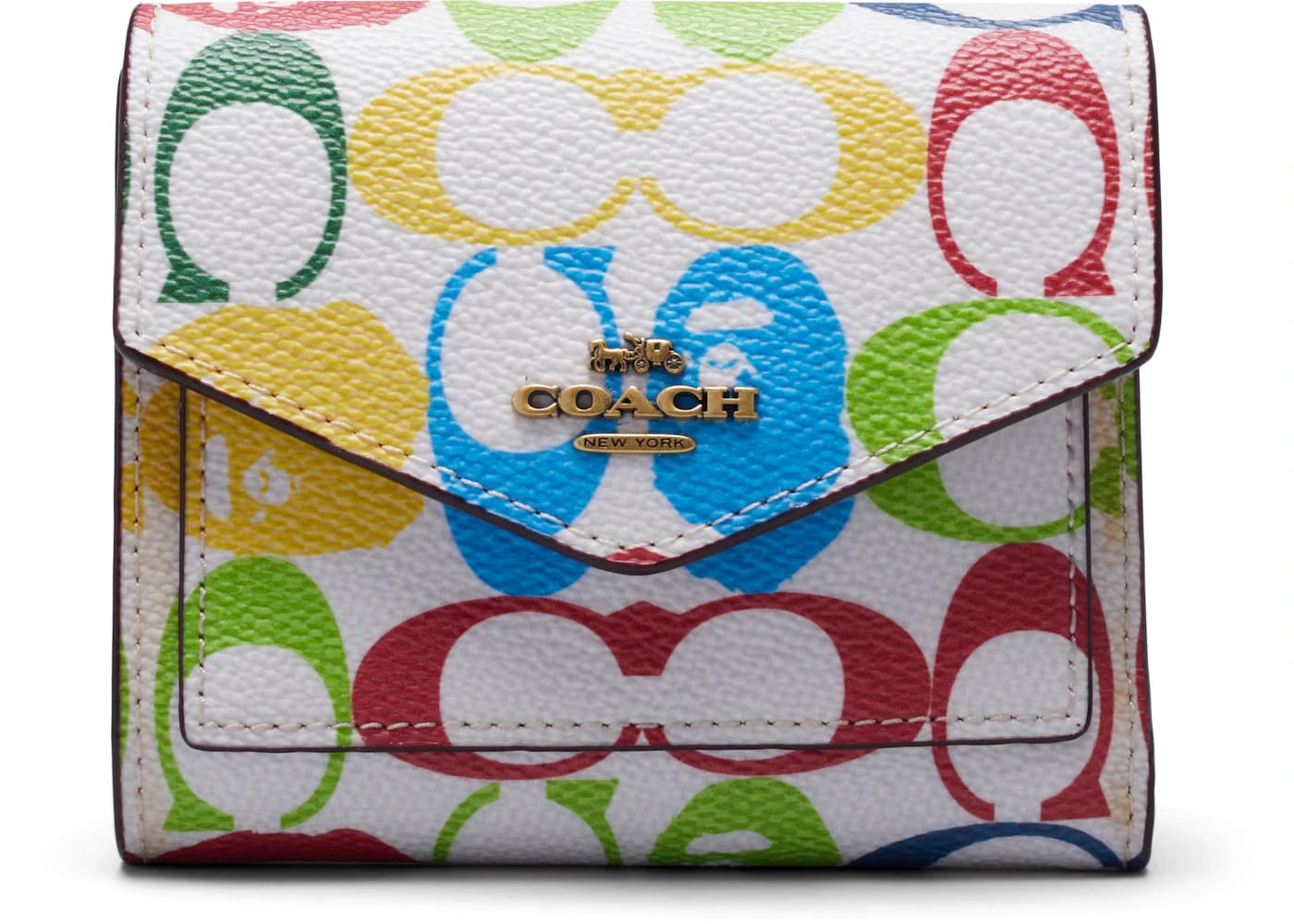Coach x Bape Small Wallet Signature Canvas With Ape Head Brass/Multi
