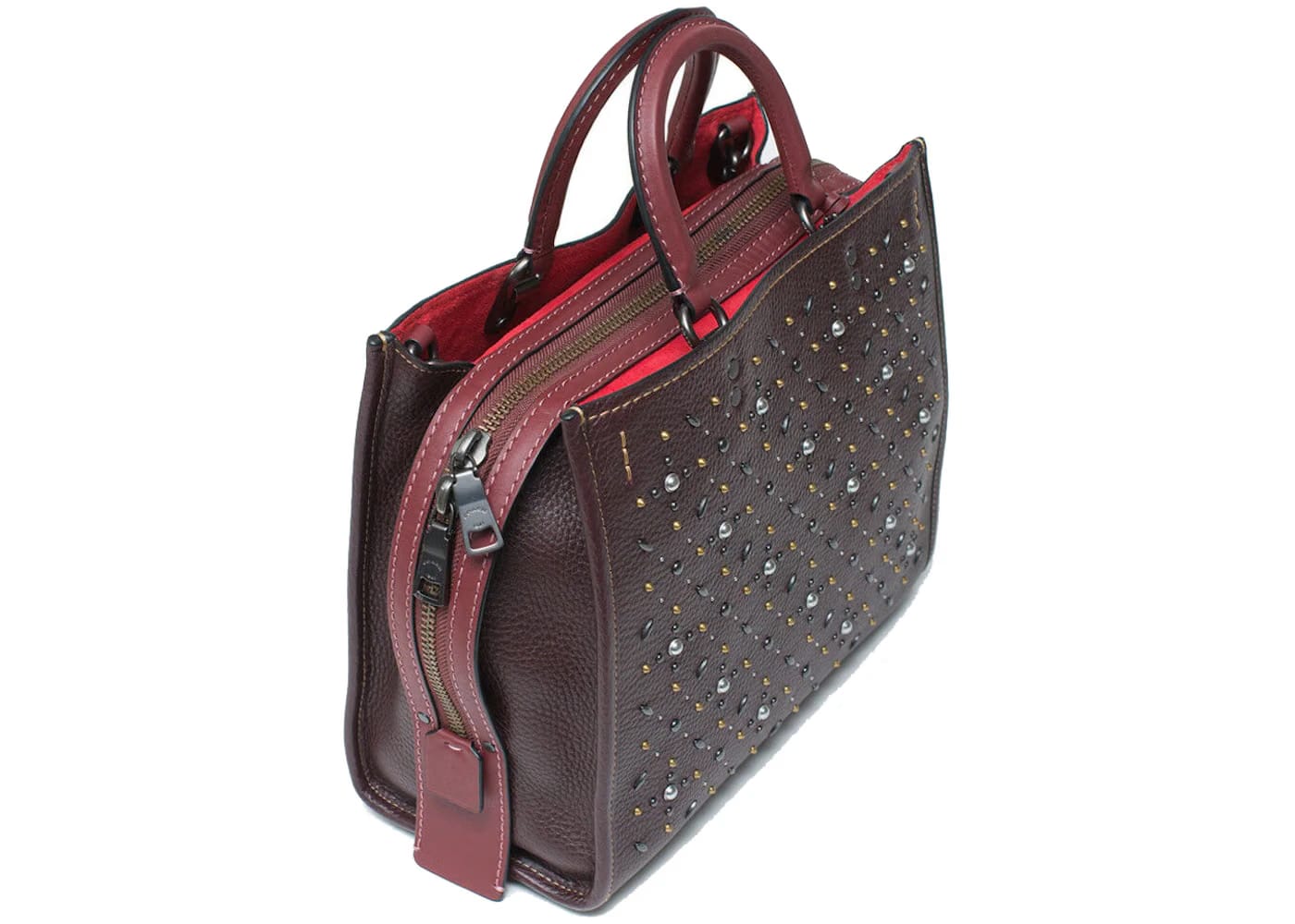 Coach Prarie Rivets Tote Bag Dark Red