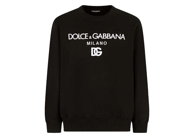Dolce & Gabbana Printed Jersey DG Embroidery Sweatshirt Black