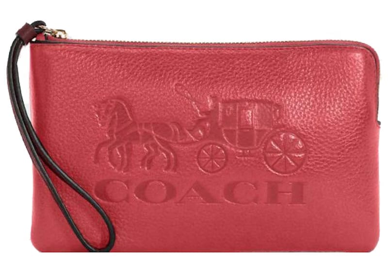 Coach Zip Wristlet Horse Carriage Poppy/Vintage Mauve