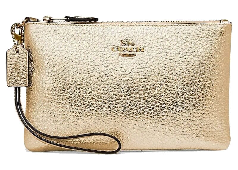 Coach Wristlet Crossbody Bag Small Metallic Gold
