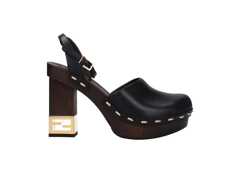 Fendi Vitello Ankle-Strap Clog Black (Women's)
