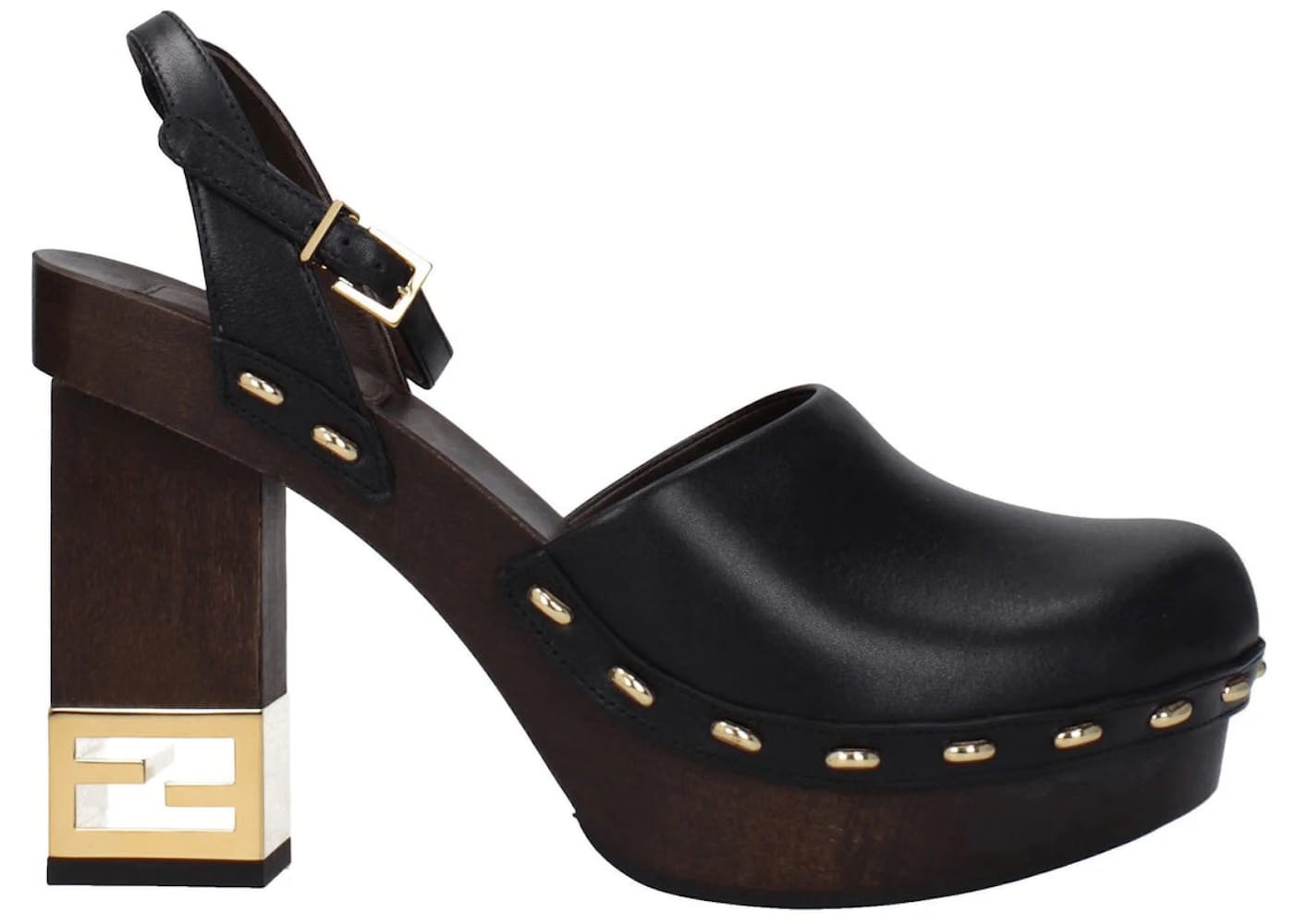 Fendi Vitello Ankle-Strap Clog Black (Women's)