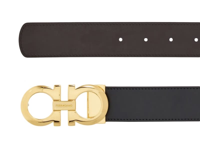 Ferragamo Reversible And Adjustable Gancini Belt 675542 586940 Black/Dark Brown