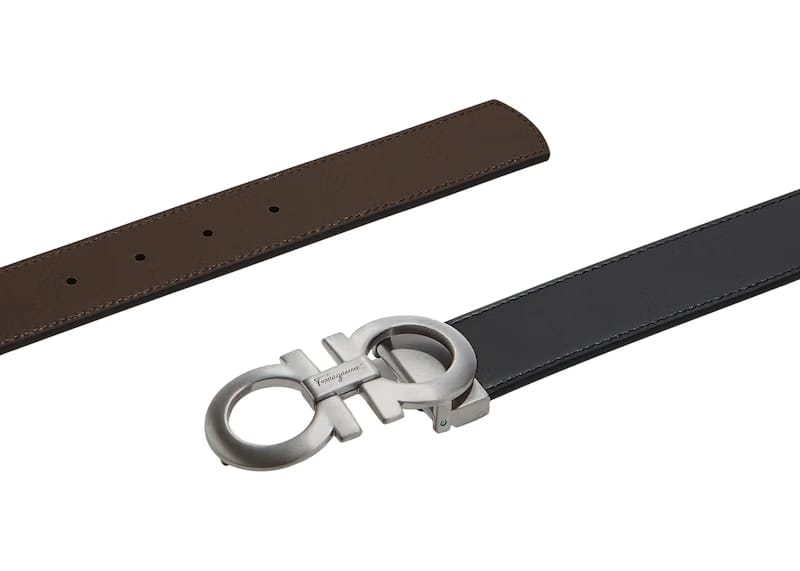 Ferragamo Reversible And Adjustable Gancini Belt 675542 464231 Black/Dark Brown