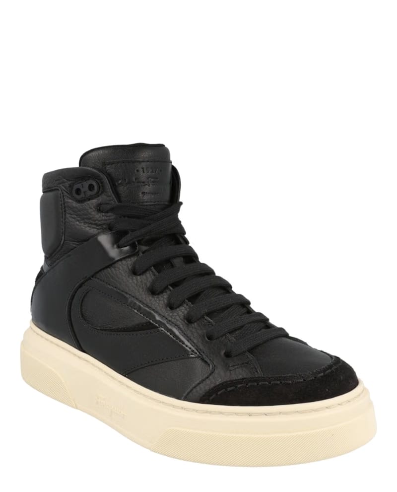 Ferragamo Cassio Leather High Top Black
