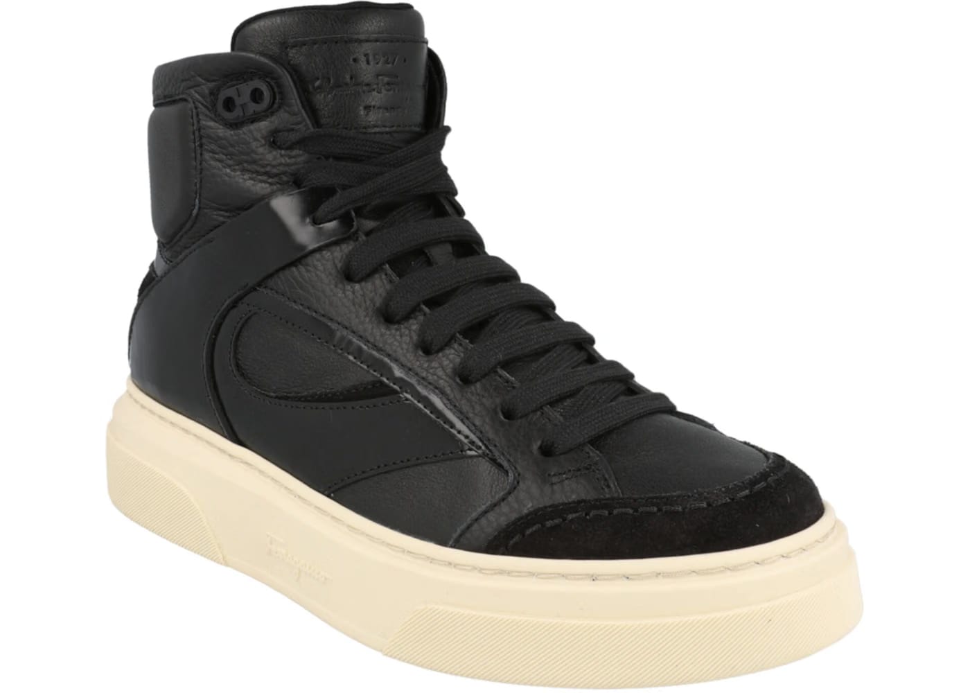 Ferragamo Cassio Leather High Top Black