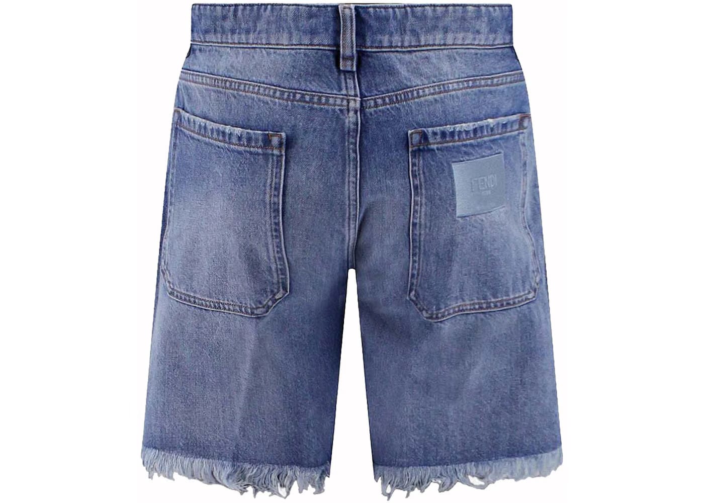 Fendi Logo-Oatch Denim Shorts Blue