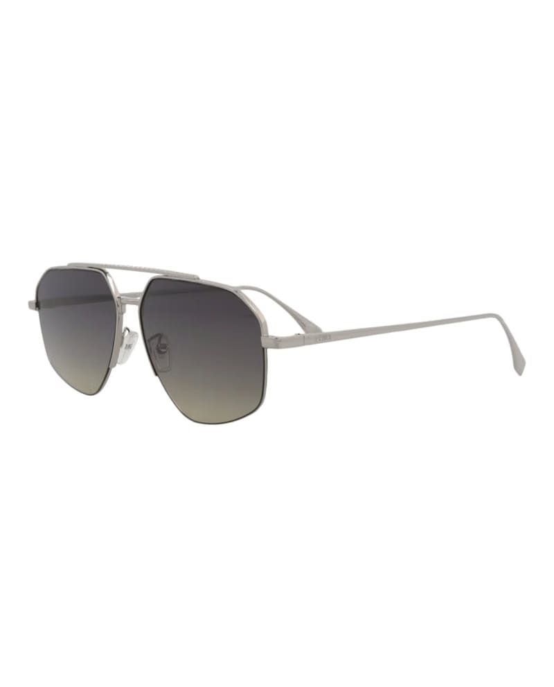 Fendi Aviator-Frame Metal Sunglasses Ruthenium Ruthenium Smoke (FE40062U-56-14D)