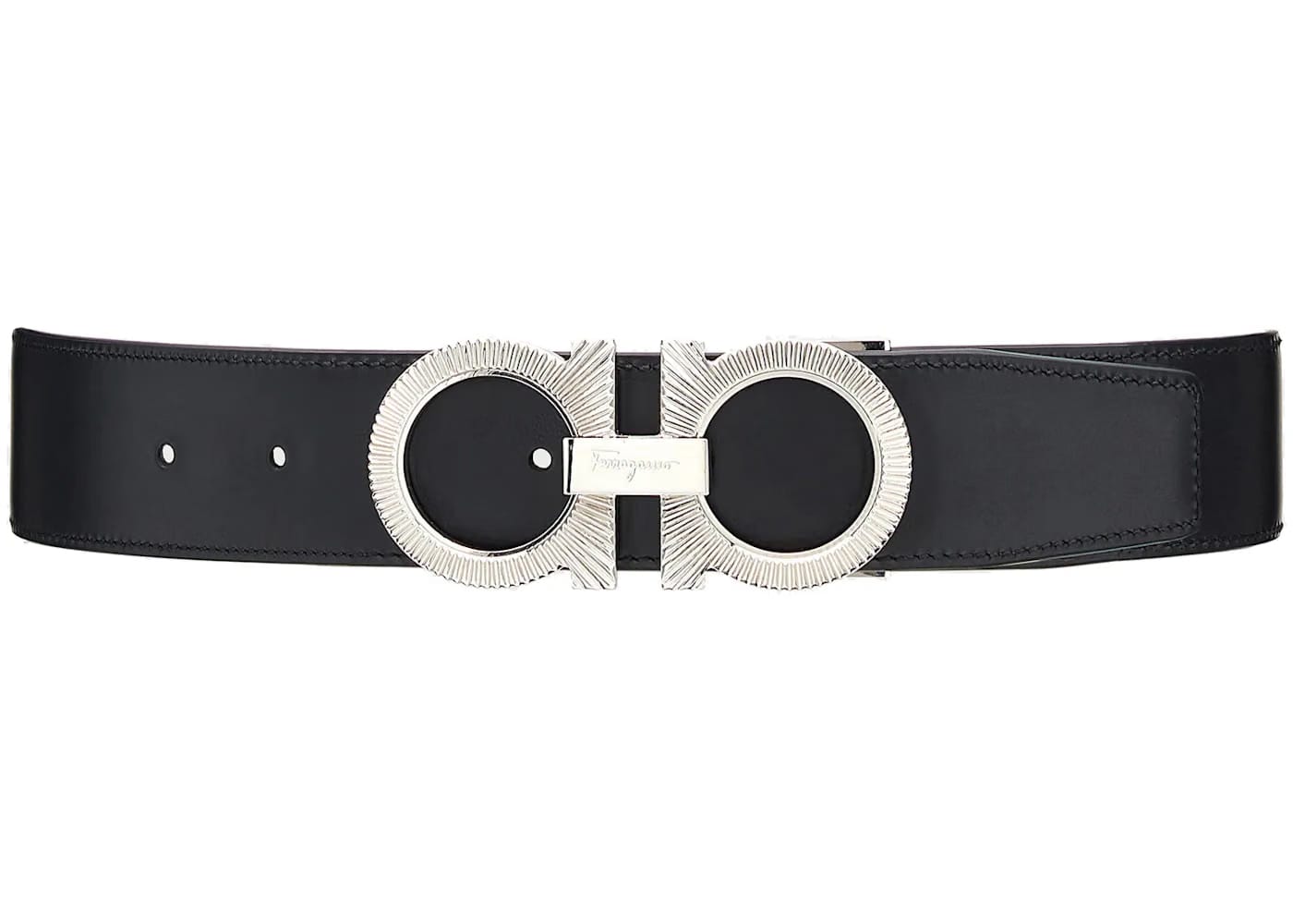 Ferragamo Reversible And Adjustable Gancini Belt Black/Big Sur Soil