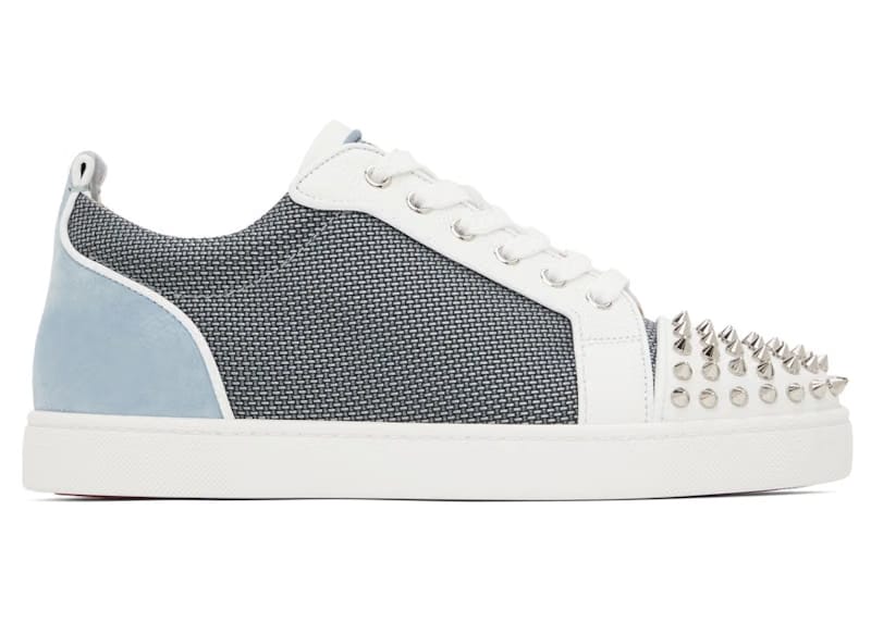 Christian Louboutin Louis Junior Spikes White Grey Blue