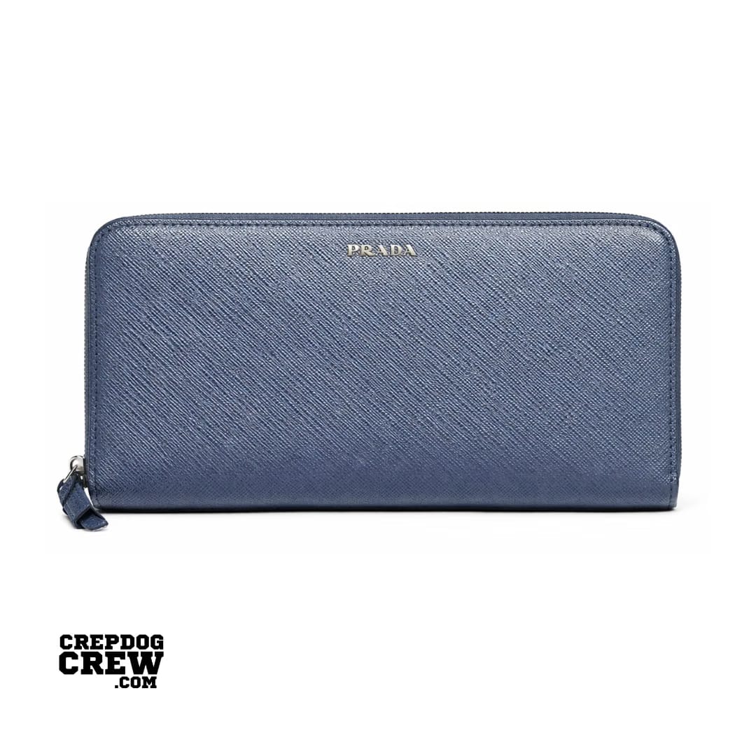 PRADA SAFFIANO LEATHER WALLET BALTIC BLUE