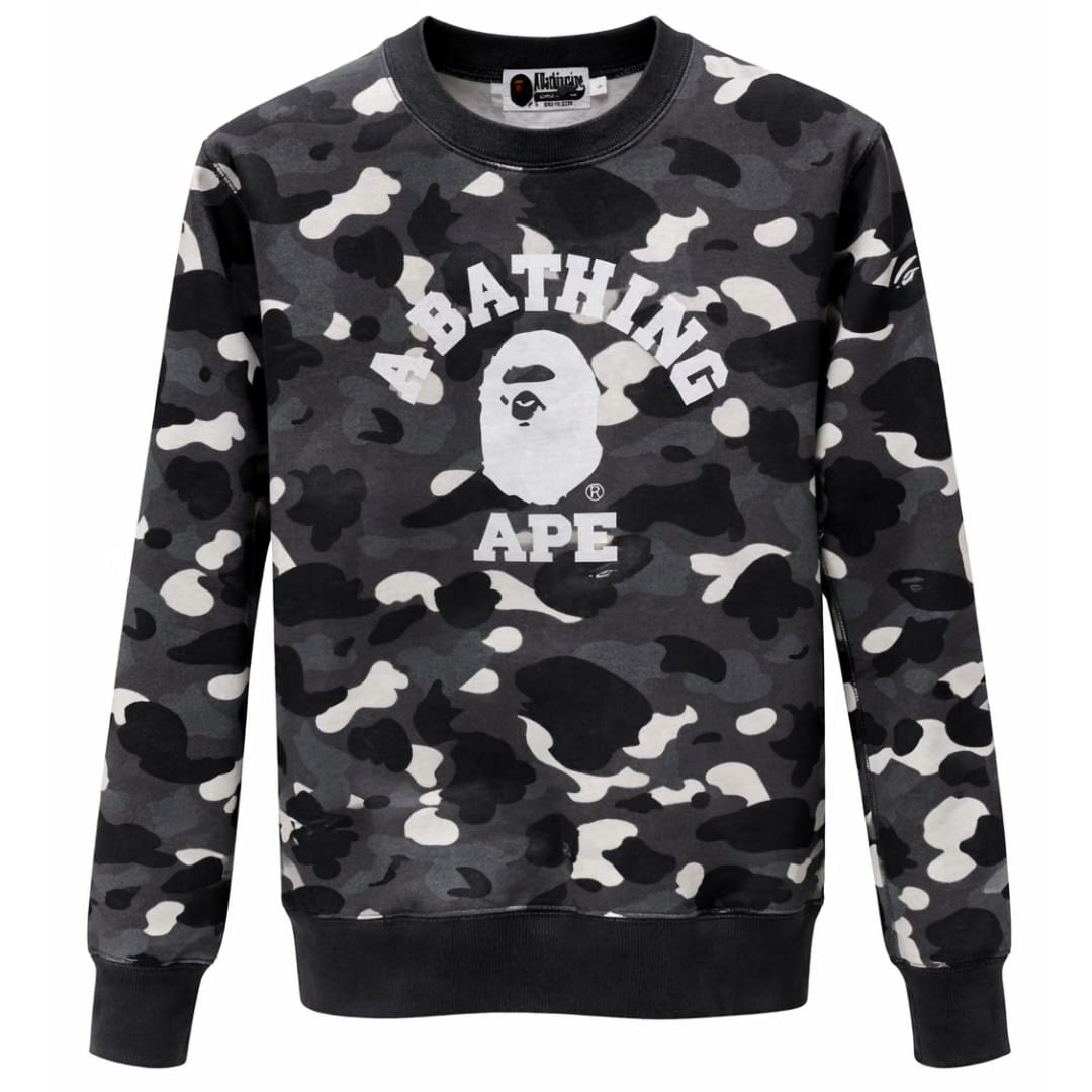 BAPE SWEATSHIRT CAMO BLACK WHITE
