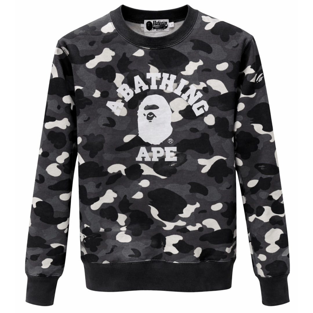 BAPE SWEATSHIRT CAMO BLACK WHITE
