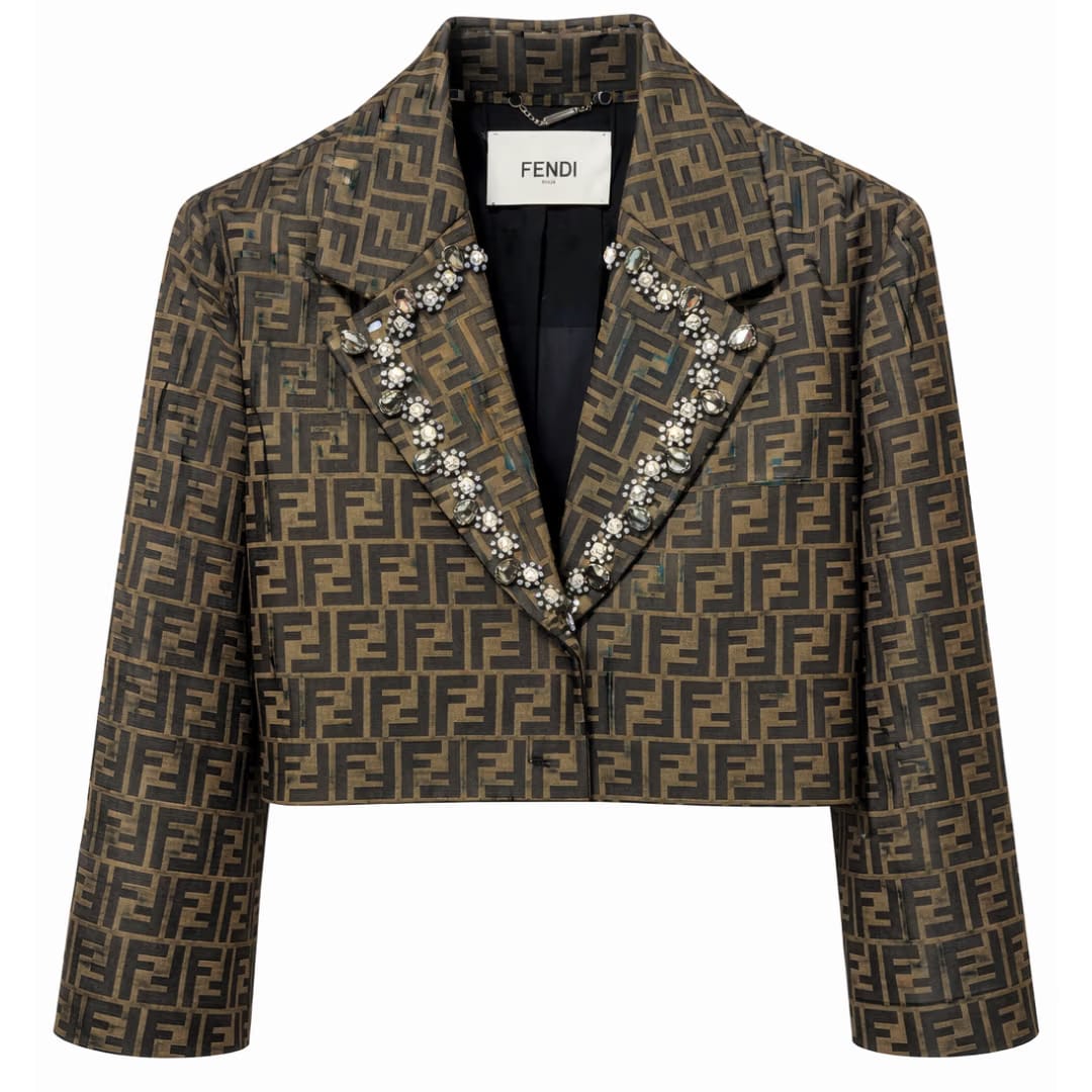 FENDI CRYSTAL EMBELLISHED JACKET Brown