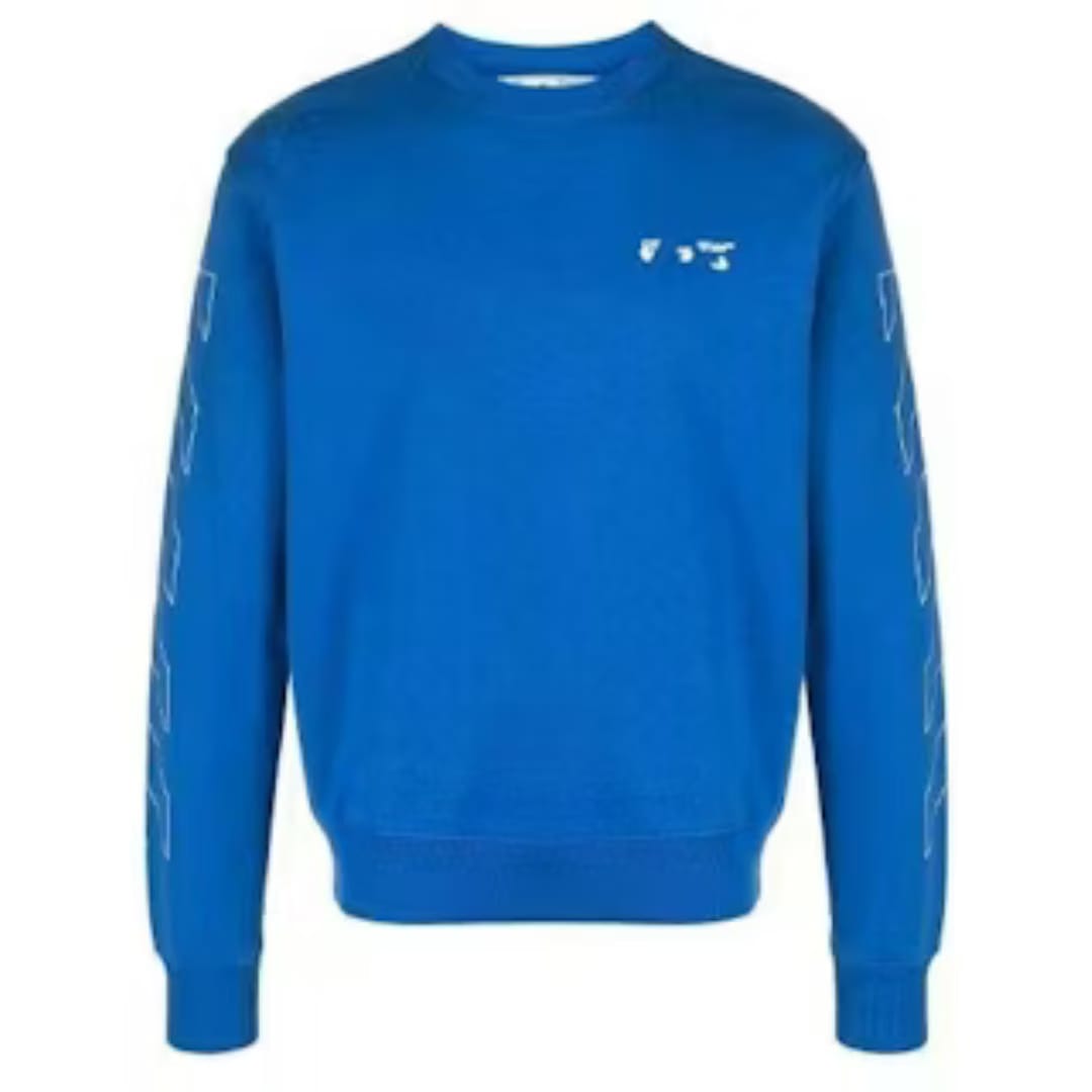 OFF WHITE Diag Ow Logo Slim Crewneck Blue