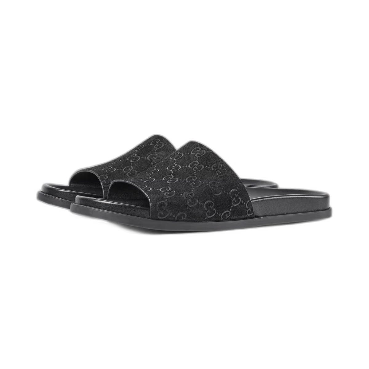 GUCCI GG LUXURY SUEDE SLIDE BLACK