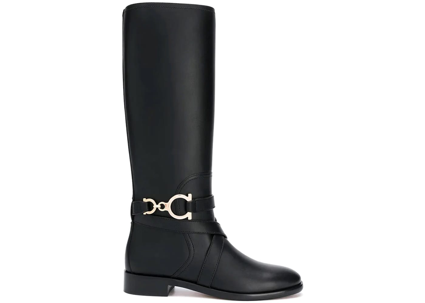 Ferragamo Gancini Horse-Bit Knee-High Boots Black (Women's)