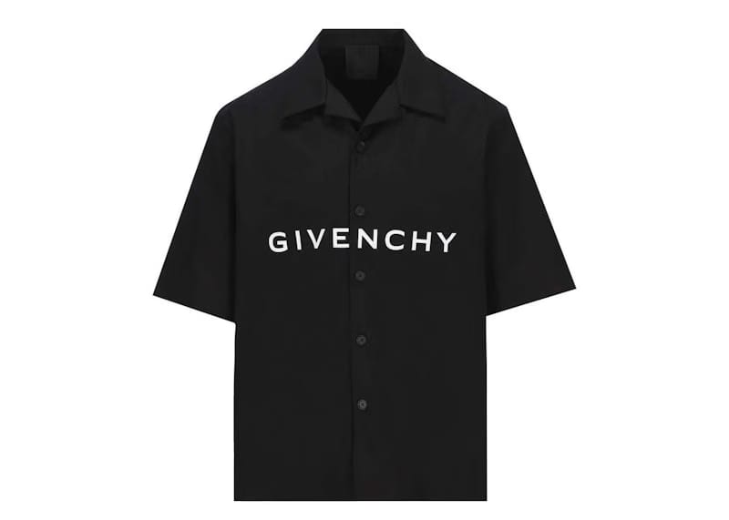 Givenchy Logo Printed Shorts-Sleeved Shirt Black
