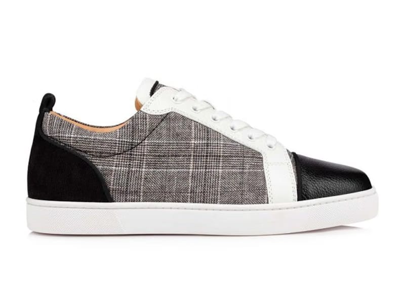 Christian Louboutin Louis Junior Orlato Flat Grey Checked Wool