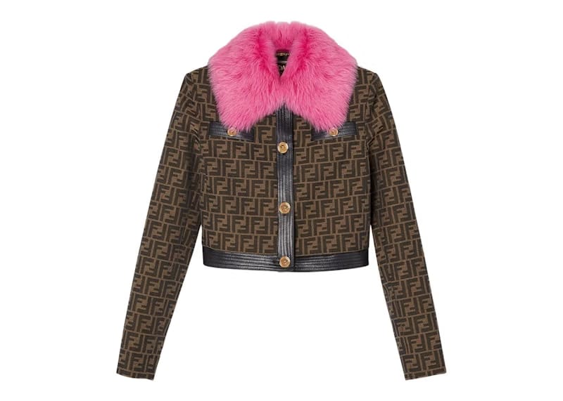 Fendi Fendace FF Faux Fur Jacket Brown/Pink