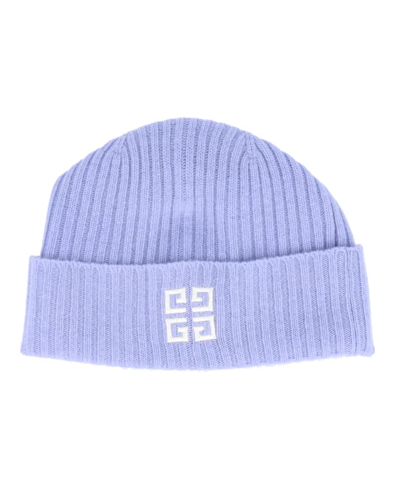 Givenchy Ribbed Embroidered Logo Beanie Light Blue
