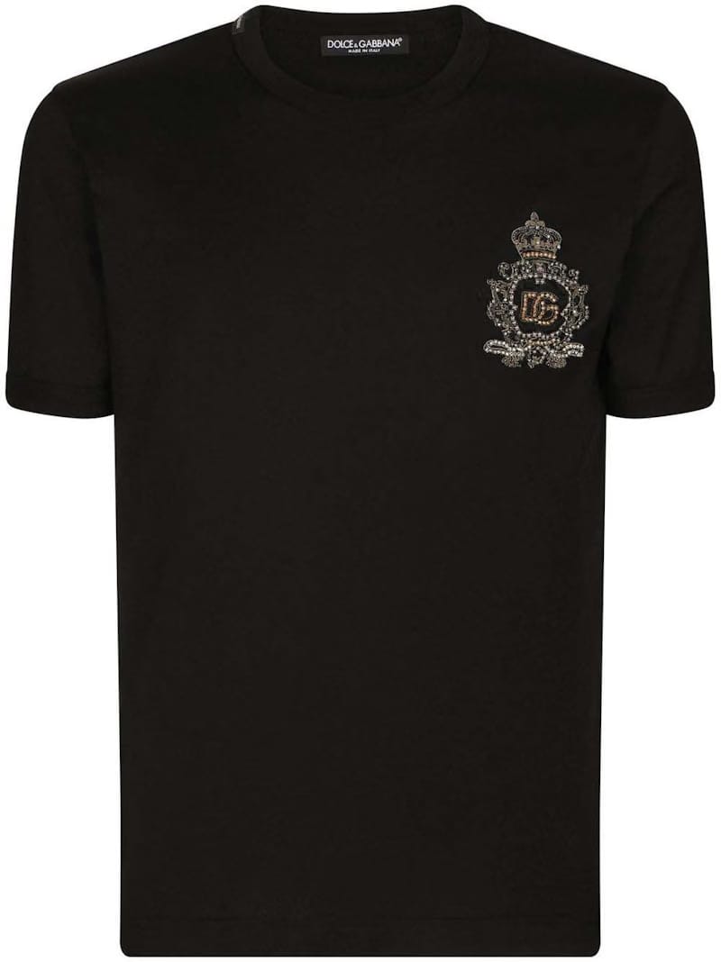 Dolce & Gabbana Logo-Patch Cotton T-Shirt Black