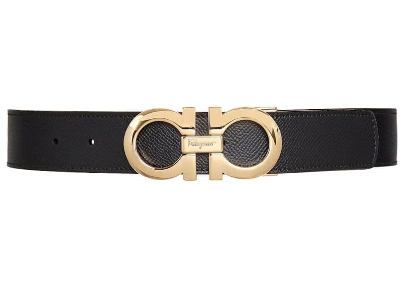 Ferragamo Reversible And Adjustable Gancini Belt Black/Ultra Marine