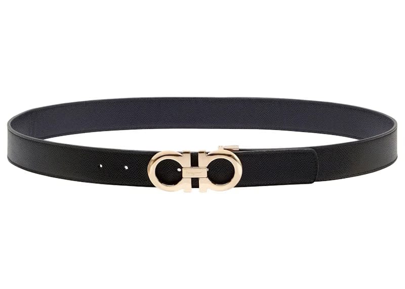 Ferragamo Reversible And Adjustable Gancini Belt Black/Ultra Marine