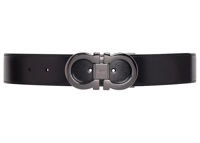 Ferragamo Reversible And Adjustable Gancini Belt Black/Auburn