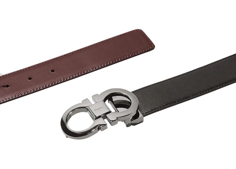 Ferragamo Reversible And Adjustable Gancini Belt Black/Auburn