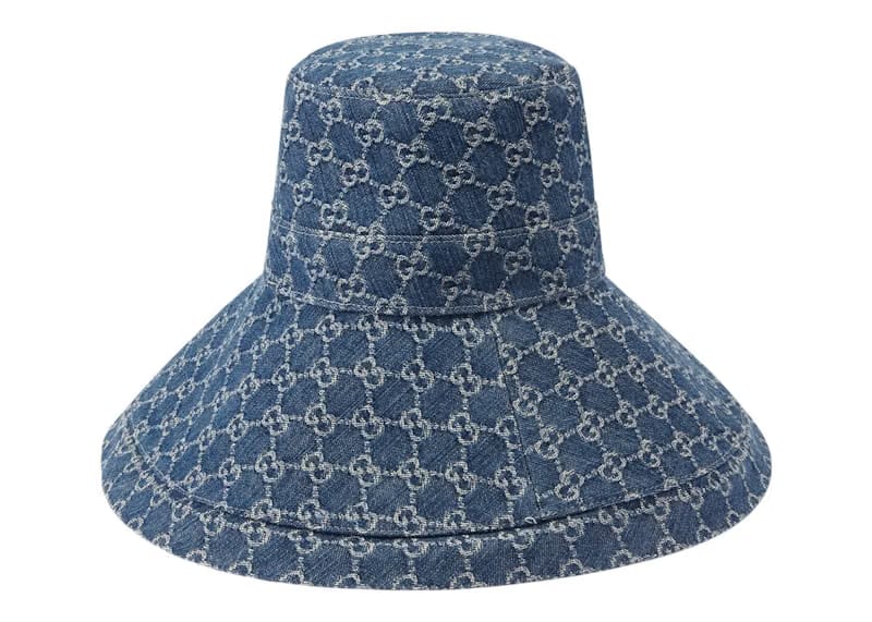 Gucci GG Canvas Wide Brim Hat Blue/Ivory