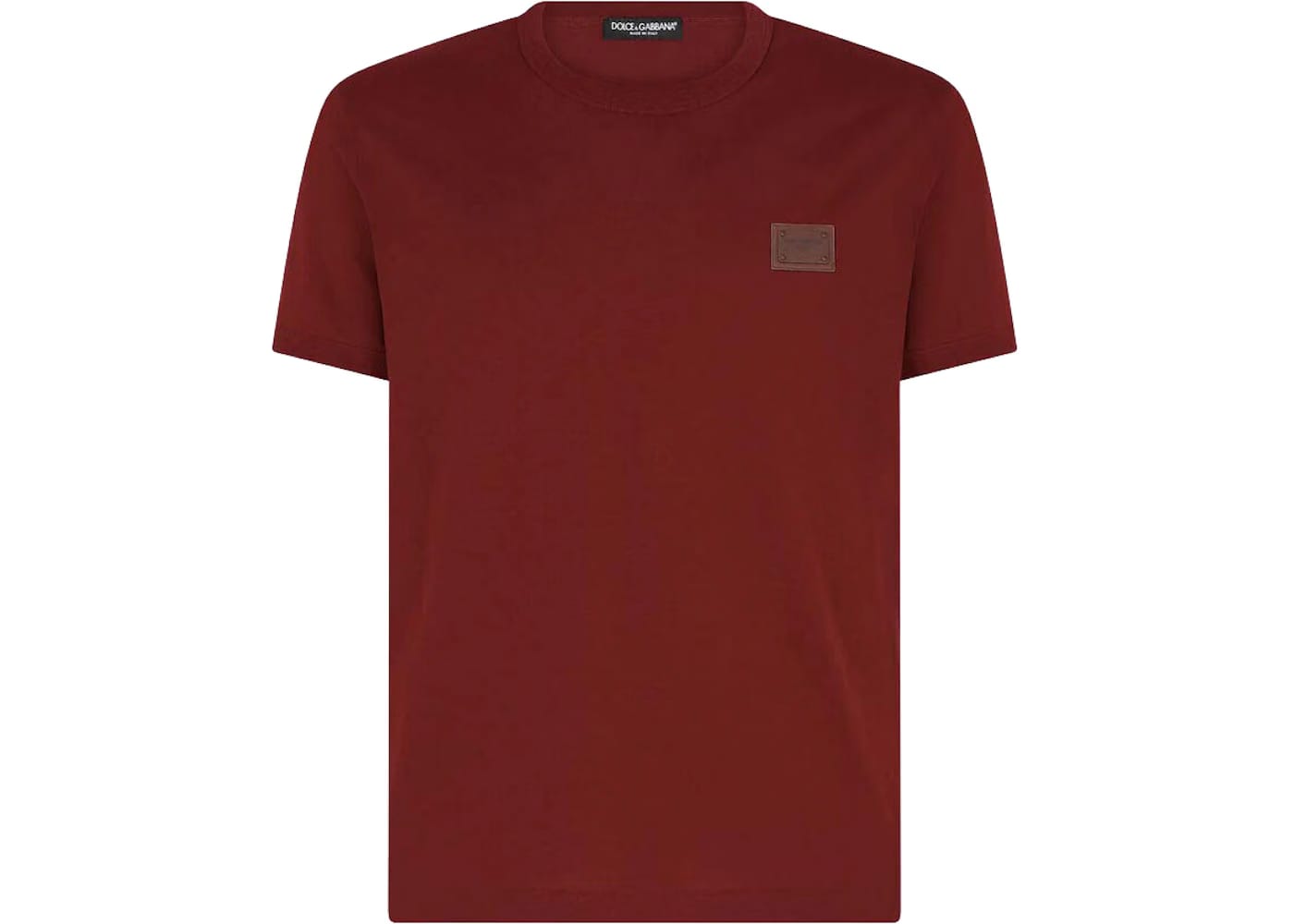 Dolce & Gabbana Cotton Branded Plate V-Neck T-Shirt Bordeaux