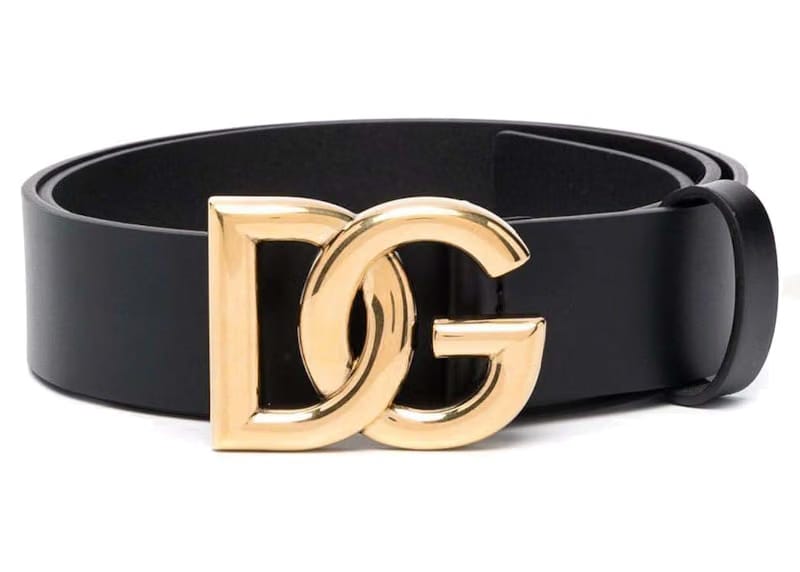 Dolce & Gabbana Logo Plaque Leather Belt Black Price in India