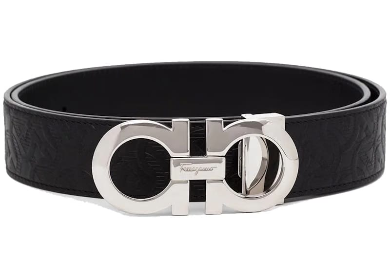 Ferragamo Reversible And Adjustable Gancini Belt 724127 Black
