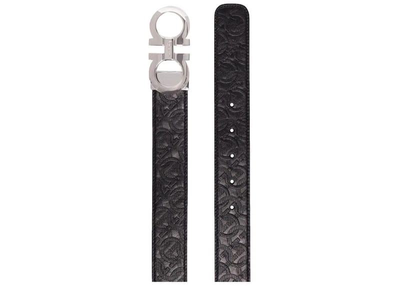 Ferragamo Reversible And Adjustable Gancini Belt 724127 Black