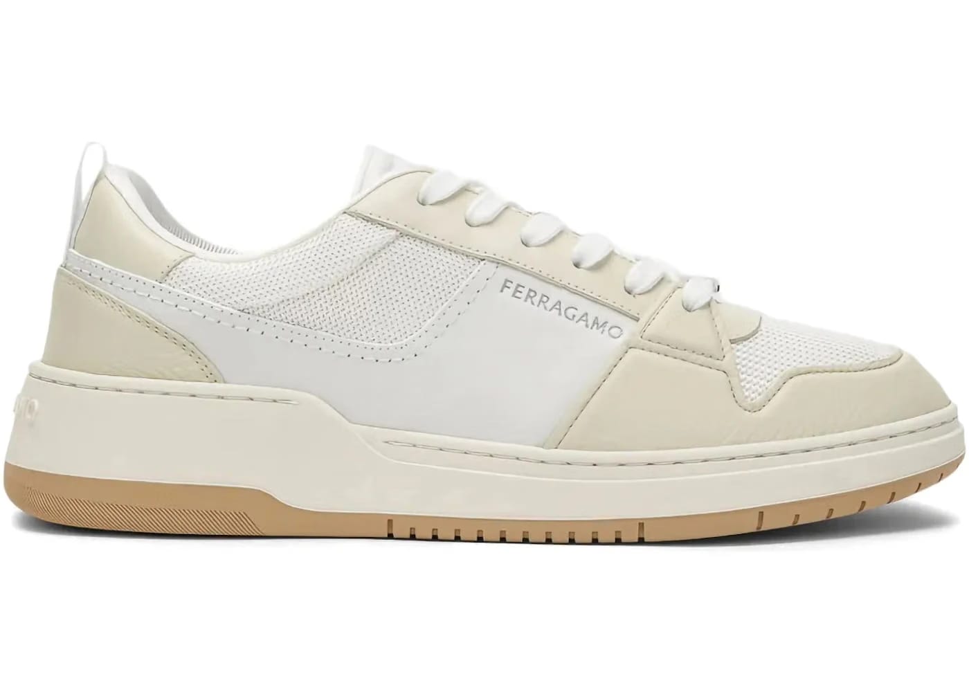 Ferragamo Leather-Panelled Sneakers White