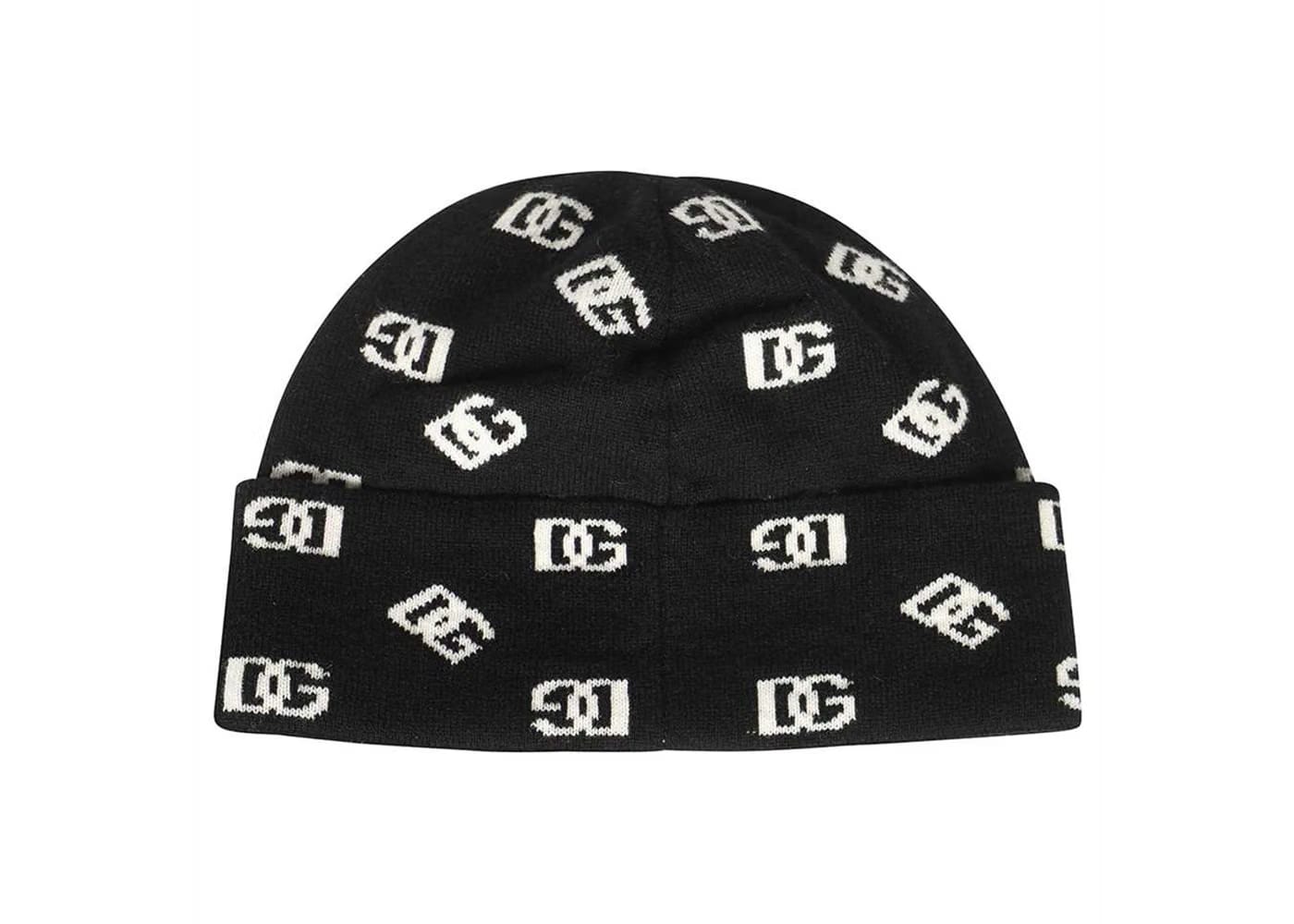 Dolce & Gabbana Logo Intarsia Beanie Black/White
